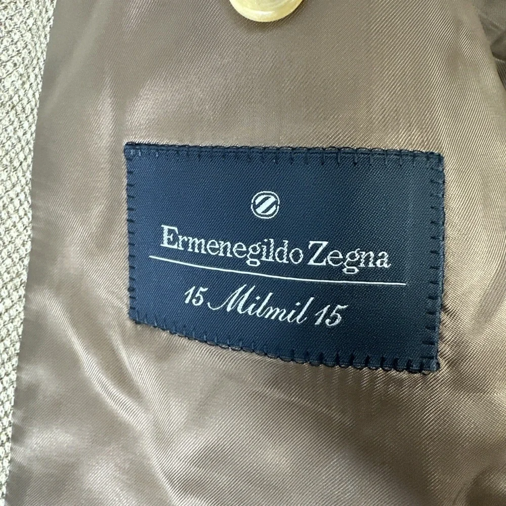 Ermenegildo Zegna Blazer EU 52C US 42R Brown 15milmil15 100%Wool Nailhead